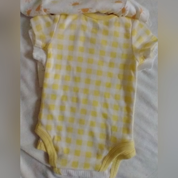 Set of 3 mamas sunshine baby onesies bodysuit yellow and orange 3 mo - Picture 2 of 10